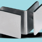 Shower screen fixing brackets for 90deg glass to glass application.